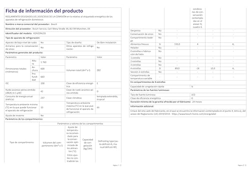 Bosch KGN33NLEB Série 2 Réfrigérateur combiné pose-libre - 282L - L 60cm x H 176cm - Inox