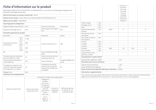Bosch KGN33NLEB Série 2 Réfrigérateur combiné pose-libre - 282L - L 60cm x H 176cm - Inox