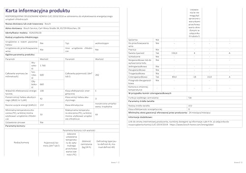 Bosch KGN33NLEB Série 2 Réfrigérateur combiné pose-libre - 282L - L 60cm x H 176cm - Inox