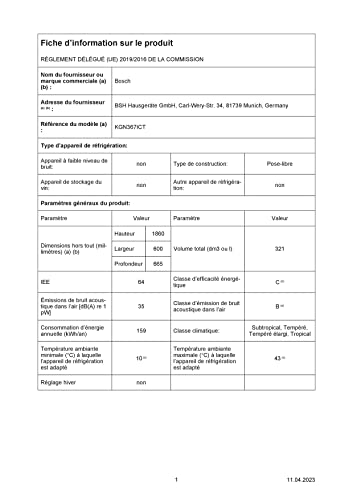 Bosch KGN367ICT, Série 4 Réfrigérateur combiné pose-libre, 321 L, 186 x 60 (H x L), Inox anti trace de doigts