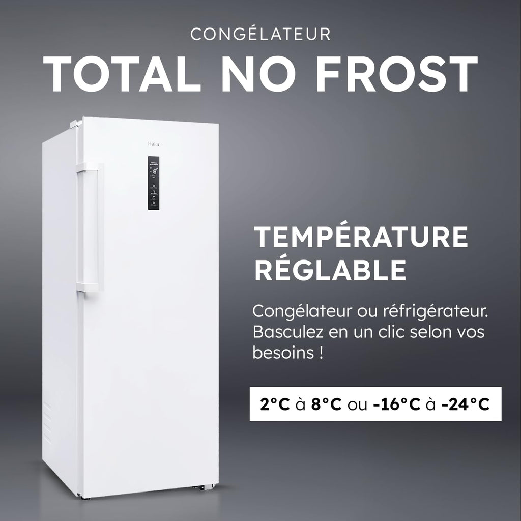 Congélateur Armoire Connecté - 1 Porte - Classe Énergétique E - Technologie Total No Frost - Blanc - 226 Litres - 153,5 x 60 x 73,7 cm