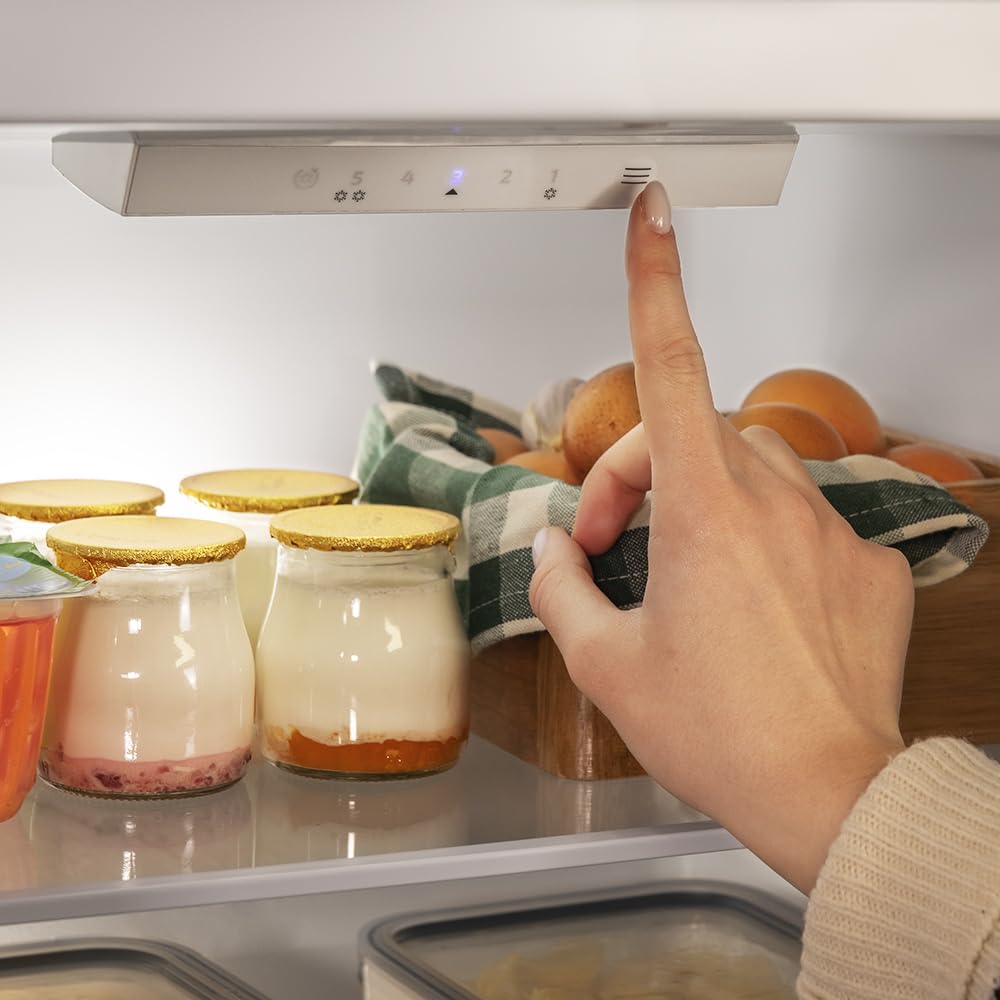 Cecotec Réfrigérateur Combinés Bolero CoolMarket Combi 205 DF Black E, 205 L, Classe E, DeFrost, 144 x 54 cm, Fast Cooling, Fast Freezing, Porte Réversible, Intérieur LED