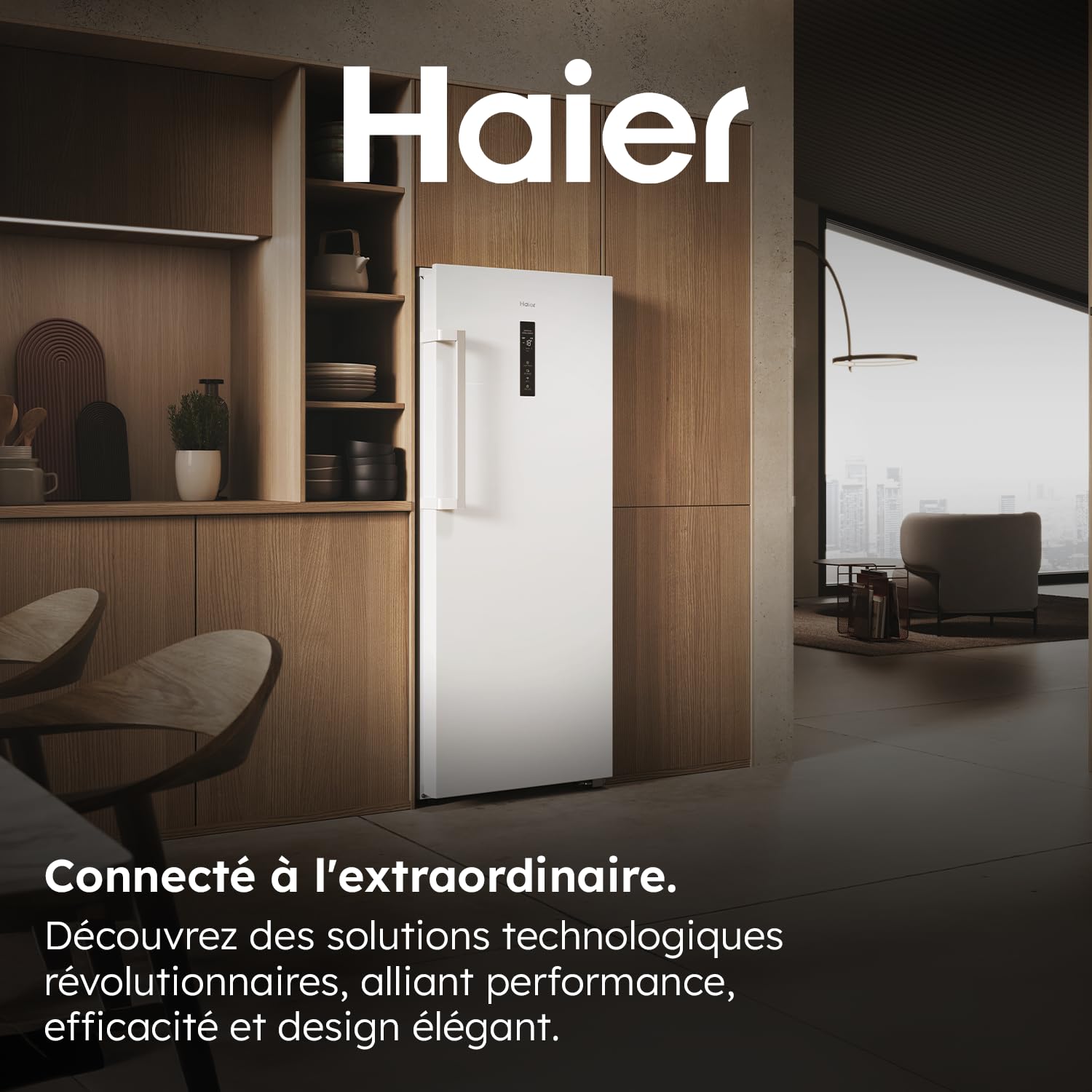 HAIER - Congélateur Armoire Connecté - 1 Porte - Classe Énergétique E - Technologie Total No Frost - Blanc - 226 Litres - 153,5 x 60 x 73,7 cm - Modèle H4F226WEH1
