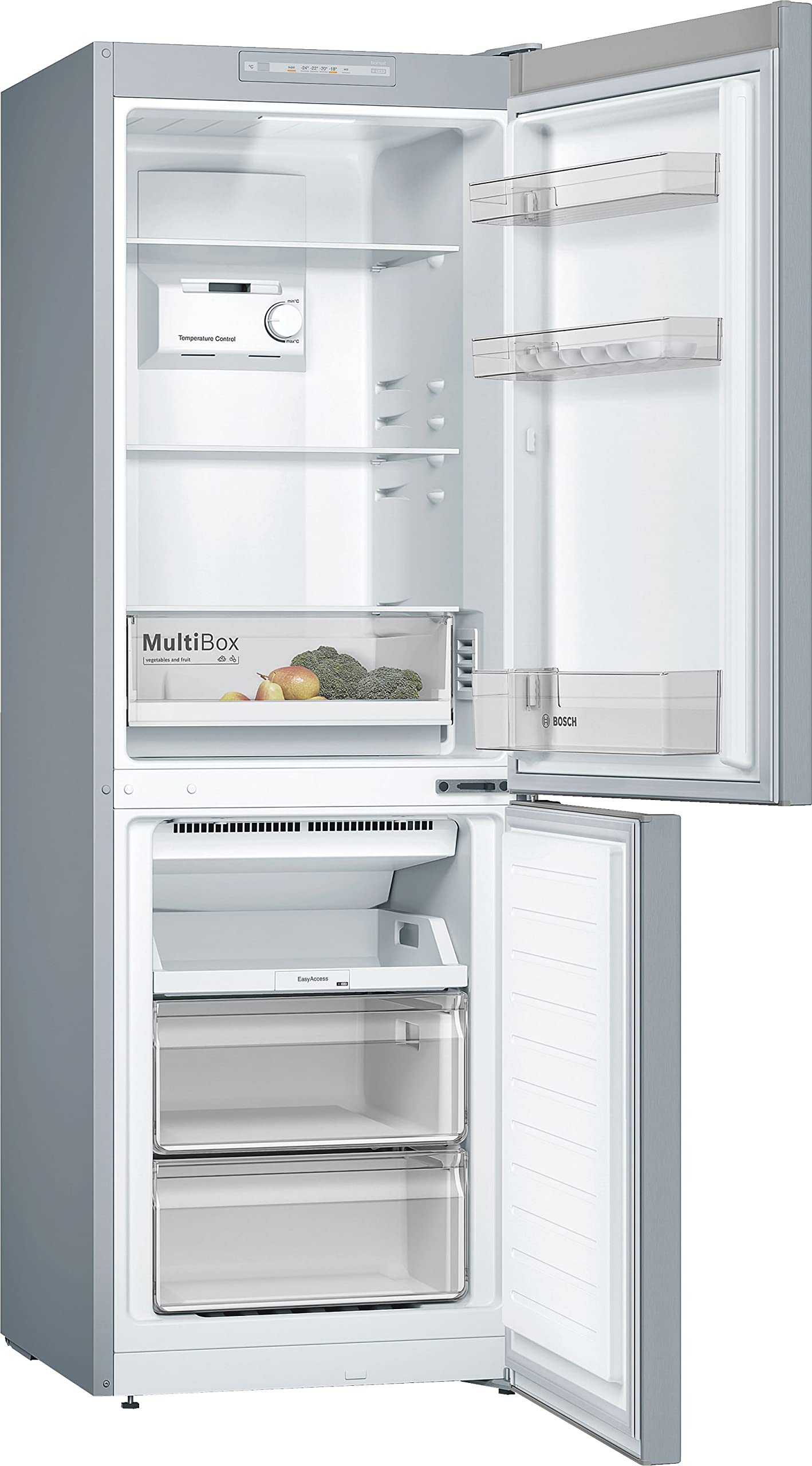 Bosch KGN33NLEB Série 2 Réfrigérateur combiné pose-libre - 282L - L 60cm x H 176cm - Inox